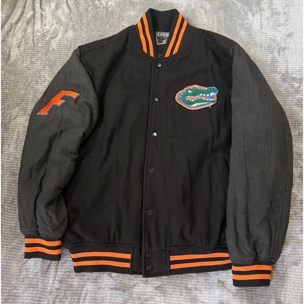 Champs Sports Florida Gators Varsity Jacket Mens Large Black Orange Wool Blend